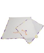 Hand Embroidered Pink-Purple Floral Daisy Crocheted Edge Table Top Doily... - €7,91 EUR