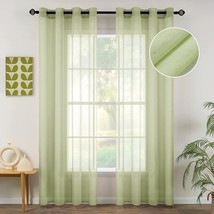 Sage Green Semi Sheer Window Curtains By Miulee, 2 Panels,, 54 X 84 Inches. - £25.55 GBP