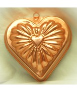 Copper Colored Aluminum Jello Mold Heart Pattern 1950&#39;s Farmhouse Wall D... - $12.86