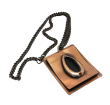 Copper Rectangular Teardrop Pendant 18&quot; Chain Necklace - $15.30