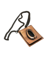 Copper Rectangular Teardrop Pendant 18&quot; Chain Necklace - $15.30