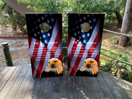 Waterproof Cornhole WRAPS / 1st and 2nd Amendment USA Flag / Eagle / Lam... - $85.00