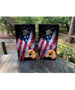 Waterproof Cornhole WRAPS / 1st and 2nd Amendment USA Flag / Eagle / Lam... - $115.75 CAD