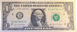 $1 One Dollar Bill 19278913, Birthday / Anniversary:  August 9, 1927 - $9.99