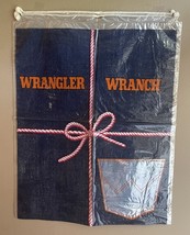 Vintage 70s Wrangler Wranch Plastic Shopping Store Bag Drawstring Denim ... - $18.57