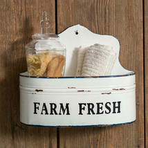 Farmhouse storage tin in distressed white - £25.50 GBP