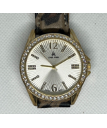 Louis Arden watch LA 7275 leopard leather band, white face, gold&amp;crystals - $89.05