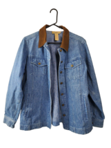 Telluride Clothing Co Jacket Womens Size 10 Denim Suede Collar 100% Cotton - £31.39 GBP