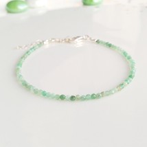 Green emerald gemstone bracelet,may birthstone bracelet,dainty beaded bracelet,c - £26.50 GBP