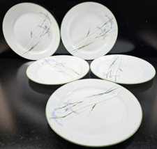 5 Corelle Shadow Iris Dinner Plate Green On Rim Edge Set Corning Floral Dish Lot - $59.07