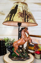 Rearing Wild Chestnut Horse Stallion Desktop Table Lamp With Shade Home ... - $79.99