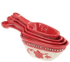 Temp-tations Floral Lace 4pc Basketweave Scoop and Measure Set in Red - £156.02 GBP