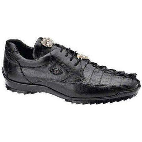 Mens Belvedere Vasco Hornback Crocodile Sneaker Shoes Lace Black 336122 - $439.00