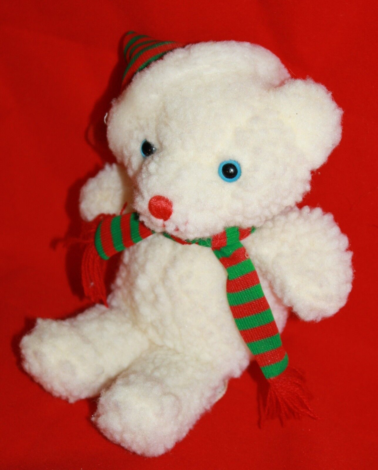 Ganz Plush Christmas Charm Teddy Bear 8" Red Striped Hat Stuffed Animal Heritage - £10.70 GBP
