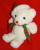 Ganz Plush Christmas Charm Teddy Bear 8&quot; Red Striped Hat Stuffed Animal Heritage - £10.83 GBP