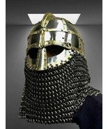 18GA Medieval Viking Helmet Vendel Knight With Chain Mail Viking Helmet - £136.03 GBP