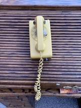 Vintage Western Electric Bell System Rotary Dial Telephone Wall Mount Yellow - £41.10 GBP