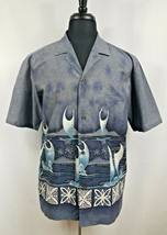 Royal Creations Hawaii Large Mens Short Sleeve Sail Island Camp Shirt Blue White - £14.64 GBP