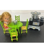 Mattel The Littles Kitchen Stove Table Chairs Doll Coffee Pot Pan with L... - £13.07 GBP