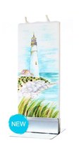 Flatyz Handmade Twin Wick Unscented Thin Flat Candle- Lighthouse - £12.98 GBP