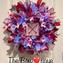 Handmade Valentine’s LOVE Hearts Ribbon Prelit Wreath 23 ins LED W8 - $75.00