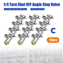 12Pc 1/2 X 3/8 Inch Compression Shut Off Valve, Push To Connect Angle Stop Valve - £71.13 GBP