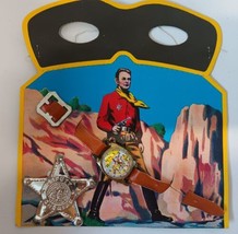 Lone Ranger, Cowboy, Sheriff Badge, mask and watch set on card. - $20.00