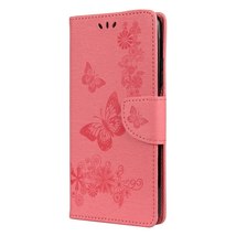 Anymob Samsung Pink Flip Phone Case Big Butterfly Leather Wallet Book Style Cove - £21.63 GBP