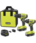 Ryobi P1817 18V ONE+ Lithium-Ion Cordless 2-Tool Combo Kit with 2 PC - $84.90