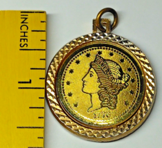Vtg. Bicentennial 1776 Twenty Dollar Gold Tone Coin Replica Necklace Charm Only - £11.76 GBP
