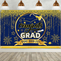 Class of Grad 2024 Background Banner,Blue and Gold Graduation Banner Bac... - $20.86