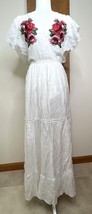 White Maxi Dress Embroidery Short Flutter Sleeves Size XS Cottage Core F... - $444.78 MXN