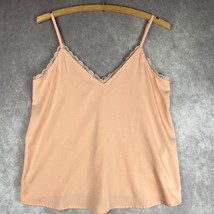 Vtg Abercrombie &amp; Fitch Tank Top S Pink Lace Trim Metal Logo Coquette Ca... - $28.71