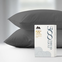 500 Thread Count 100% Cotton Pillow Cases Set Of 2 - Natural Cooling King Pillow - £28.90 GBP