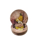 Vintage Peasant Village Pottery Set of 6 Hand Painted Fruit Dinner Plate... - $76.13
