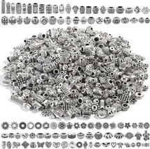 50  Assorted Spacer Beads Mixed Lot Metal Antiqued Silver Jewelry Findings  - £4.60 GBP