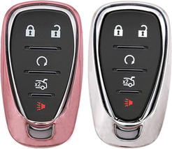 Qty(2) Pink Silver Soft TPU Key Fob Cover Case Remote Protector for 2016 2017 2 - £29.38 GBP