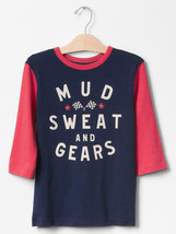 New Gap Kids Boy Navy Red Colorblock Short Sleeve Crew Neck Cotton T-Shi... - $16.95