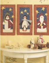 Snowman Santa Claus Penguin Mini Christmas Applique Wall Quilts Sew Pattern  - £9.54 GBP