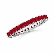 ANGARA Shared Prong Set Square Ruby Eternity Band in 14K Solid Gold - £923.02 GBP