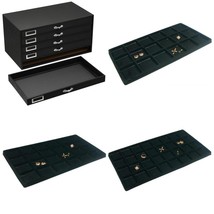 Black FindingKing Jewelry Storage Case w/ 5 Jewelry Tray Inserts (1 of each) - £82.54 GBP
