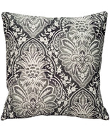 Leone Damask Dark Gray Throw Pillow 21x21, with Polyfill Insert - £47.92 GBP