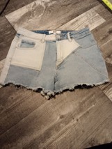 Madden NYC Juniors Size 7 Patchwork Cut Off  Blue Denim Shorts - £11.21 GBP