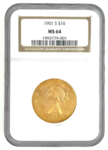 1901-S Gold Liberty Eagle Graded by NGC as MS-64 - $3,266.31
