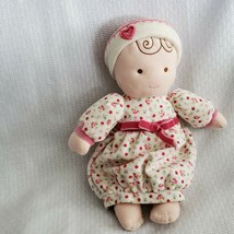 Carters plush Doll Brown Hair Rattle white night gown dress pink flowers... - €42,36 EUR