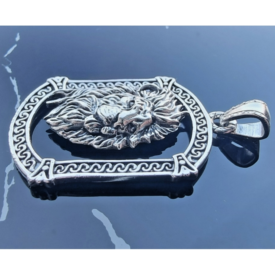 925 STERLING SILVER LION GOTHIC PUNK ROCK PROTECTION PENDANT AT Item image 5