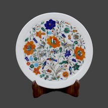 12&quot; Decorative White Marble Wall Plate | Pietra Dura Inlay Craft Work | ... - £263.93 GBP