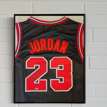 Michael Jordan Signed And Framed Chicago Bulls Black Jersey COA - £626.44 GBP