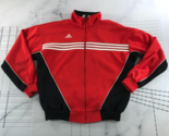 Vintage Adidas Soccer Jacket Mens Medium Red White Stripe Black Embroidered - $39.59