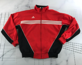 Vintage Adidas Soccer Jacket Mens Medium Red White Stripe Black Embroidered - $39.59